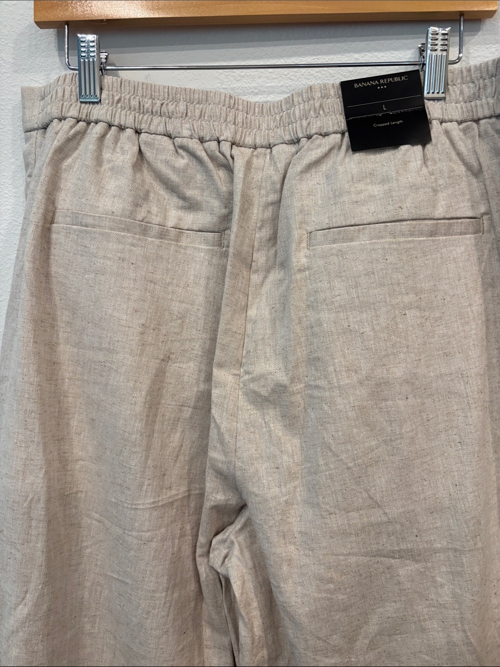 Banana Republic Linen Blend Beige Cropped Pants Women’s L - Picture 3 of 8